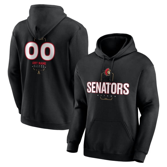 Men's Black Ottawa Senators Personalized Name & Number Midfielder Pullover Hoodie