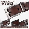 thumbnail image 3 of Men's Genuine Cowhide Leather Belt, 1.38" Wide Dress Belt with Matte Alloy Pin Buckle, Adjustable Business Casual Belt for Jeans and Pants, Black Brown - TRISJEM, 3 of 7