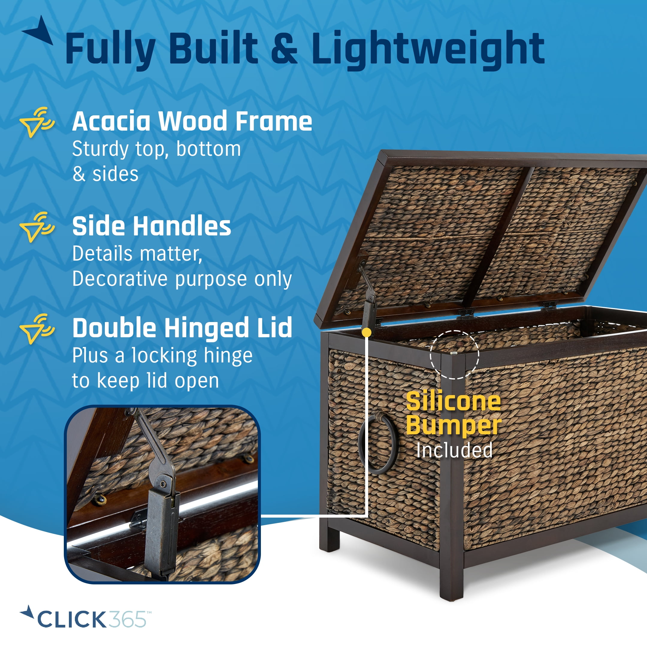 ClickDecor Wilson Farmhouse Wicker Trunk Acacia 30" Storage Basket Rustic Brown