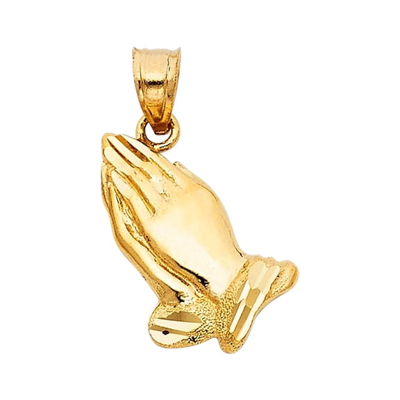 14KY Gold Religious Praying Hands Pendant | Yellow Gold Charm Pendant for Necklace Chain | Gift for Men Women | 17 x 15 MM | 1.2 grams