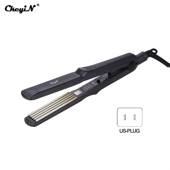 CkeyiN 4-Speed Fast Temperature 35mm Corn Hair Iron,Professional Ceramic Flat Iron for Hair Styling Hair Crimping Iron Hair Curler for All Hair Types