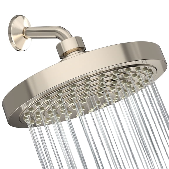Winthorpe Conservation Rain Shower Head, High Pressure, Brushed Nickel, Satin Finish, Round, Low Flow, 1.8 GPM Water Saving, 360 Degree, Rainfall Showerhead