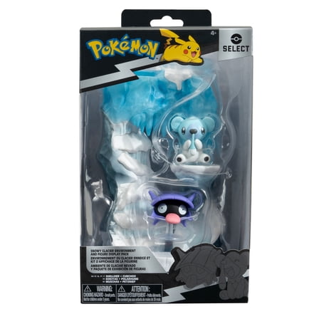 Pokemon Snowy Glacier Environment - 6 inch Multi-Level Display Set with Two 2 inch Battle Figures
