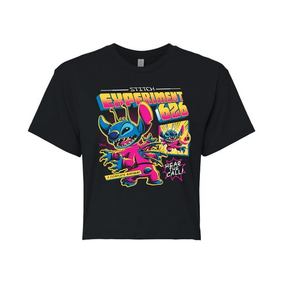 Disney - Lilo & Stitch - Experiment 626 Cover - Juniors Cropped Cotton Blend T-Shirt