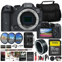 Canon EOS R7 Mirrorless Camera 5137C002 Canon EF 50mm Lens 0570C002 Canon Mount Adapter Sony 64GB TOUGH SD Card Filter Kit Bag Charger LPE6 Battery Card Reader International Model
