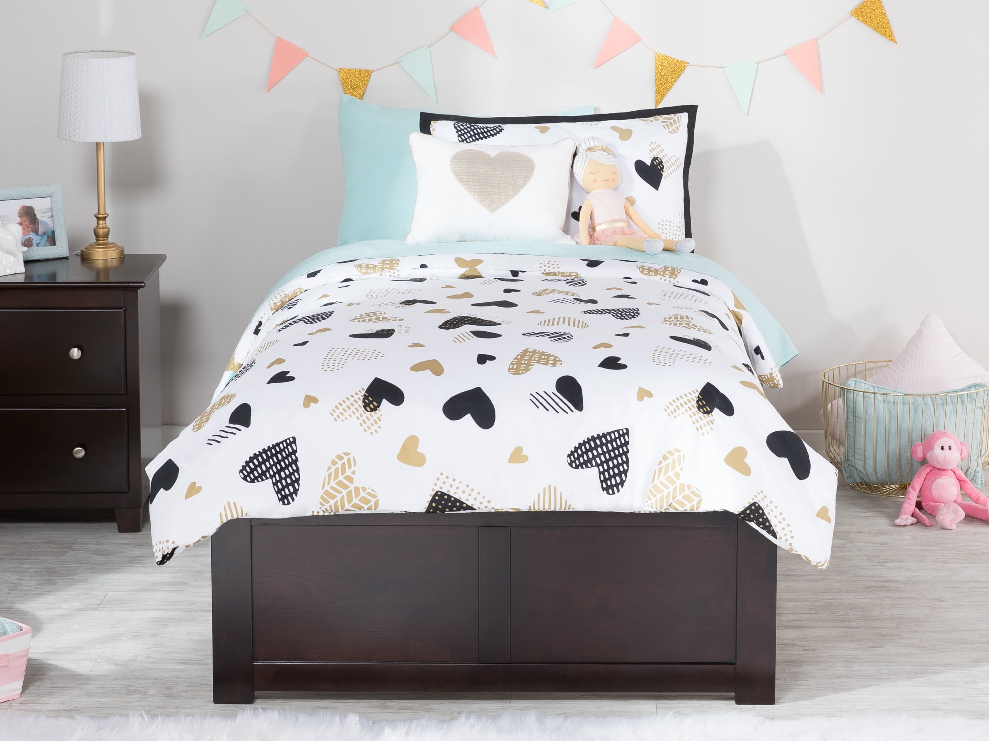 AFI Concord Twin Solid Wood Platform Bed with Footboard & 2 Storage Drawers in Espresso