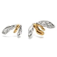 thumbnail image 4 of 304 Stainless Steel Two-tone Stud Earrings for Women Real 18K Gold Plated Left and Right Petal earring 1: 13x22mm earring 2: 17x32mm, 4 of 5
