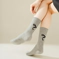thumbnail image 3 of Women's Crew Socks over Ankle Cute Bow Pattern Cotton Roll Top White Black Grey Fancy Printed Socks 5pack Size5-9, 3 of 7