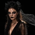 thumbnail image 6 of UNLLLL Halloween Large Rose Headband with Sheer Overlay, Gothic Bride Hair Accessory, Fancy Dress Costume Prop, for Themed Parties and Events (Black), 6 of 7