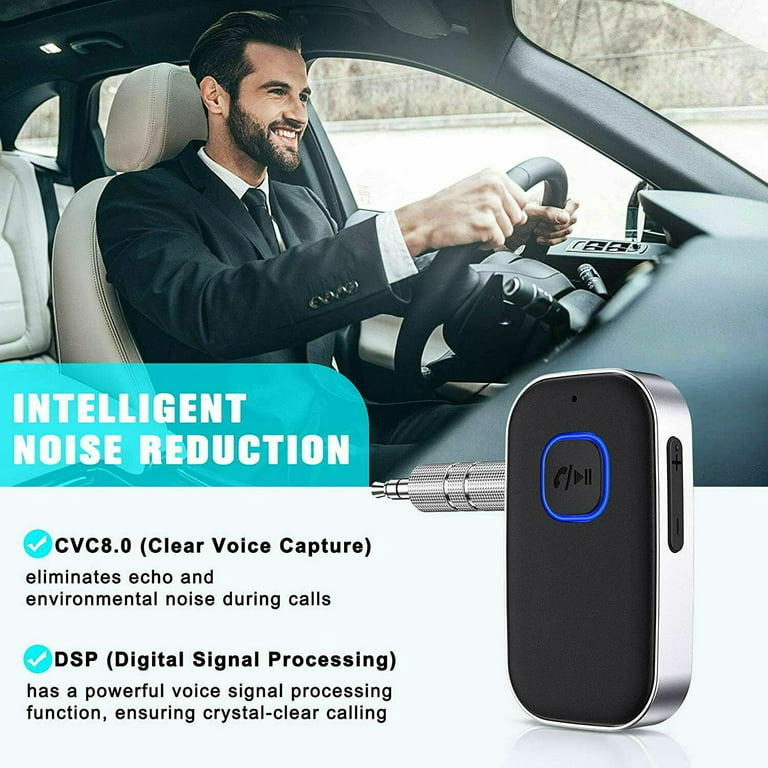 Bluetooth 5.0 Receiver for Car, Noise Cancelling Bluetooth AUX Adapter,  Bluetooth Music Receiver for Home Stereo, Wired Headphones, Hands-Free