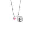 thumbnail image 2 of Delight Jewelry Acrylic 5/16" Hot Pink Heart Silvertone Script Initial Disc - S - Charm Necklace, 20"+3", 2 of 4