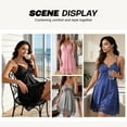 thumbnail image 5 of LWP Women Nightgown Sexy Sleepwear V-neck Modal Babydoll Lace Chemise Lingerie Lounge Dress, 5 of 8