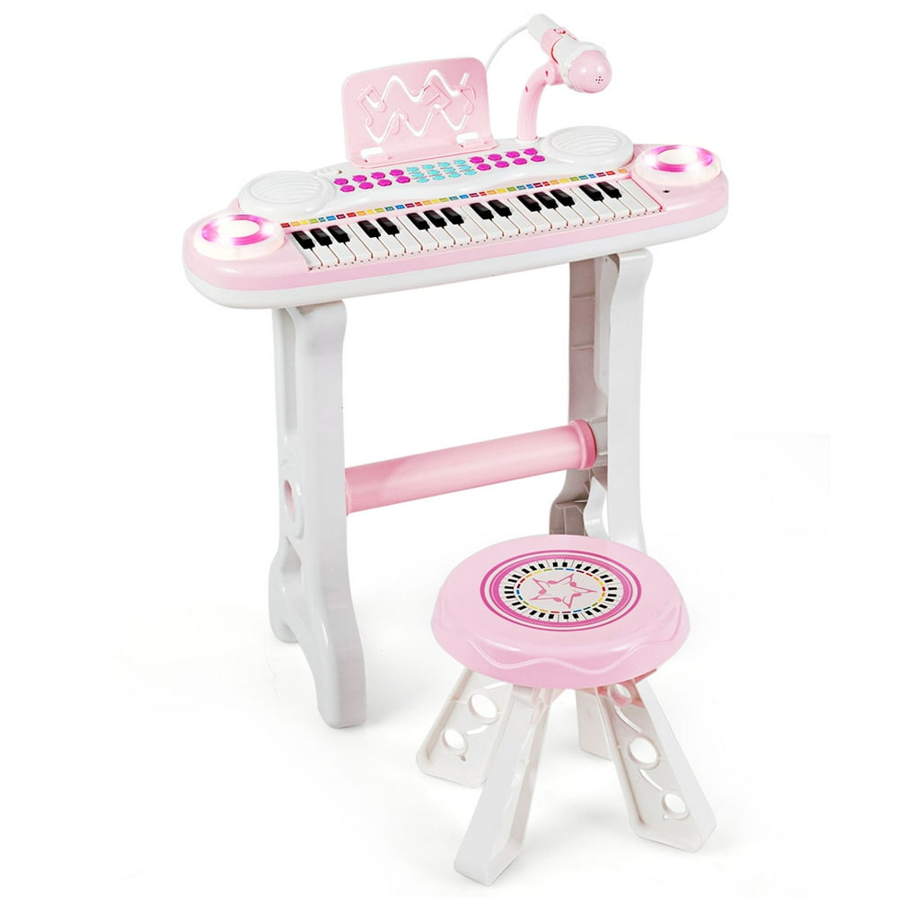 Costway 37Key Kids Piano Keyboard Playset Electronic Organ Light Pink