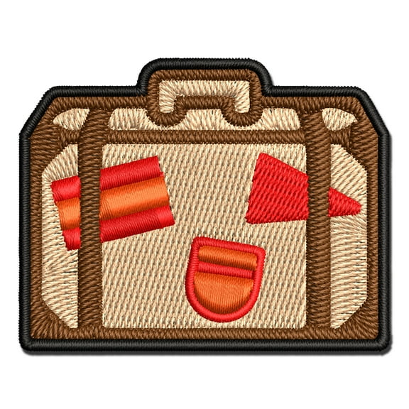 Travel Suitcase with Destination Stickers Applique Multi-Color Embroidered Iron-On Patch - 2.5 Inch Small