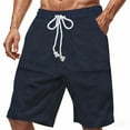 thumbnail image 4 of Sentmoon Mens Gym Shorts High Waist Loose 2025 Summer Golf Shorts Drawstring Solid Color Knitted Quick Dry Bathing Suit with Pockets Trendy for Sports Running Navy S, 4 of 8