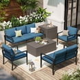 thumbnail image 4 of AECOJOY Patio Furniture sets Outdoor Metal Furniture sets with Two Storage Boxes on Sale Patio Conversation Set With Blue Cushions, 4 of 7
