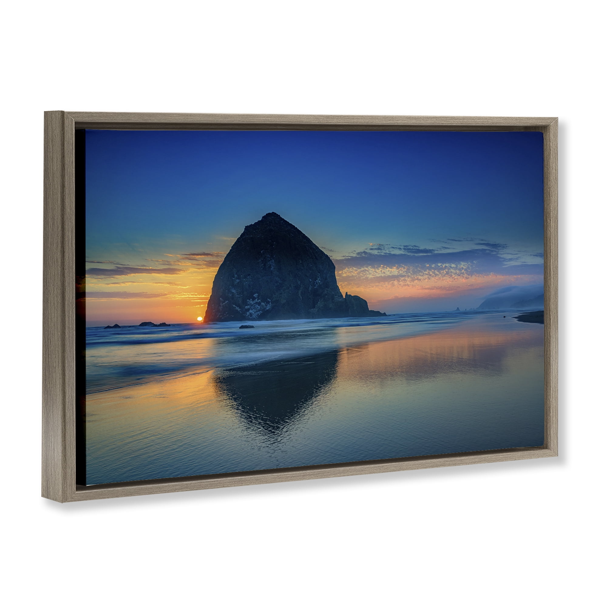 Stupell Industries Deep Sunset Island View Landscape & Nature Photography Brown Floater Framed Canvas Art Print Wall Art, 31 x 21