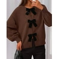 thumbnail image 3 of PRETTYGARDEN Cardigan Sweaters for Women Fall Bow Tie Front Long Sleeve Knit Sweater Tops Cute Going Out Outfits, 3 of 9
