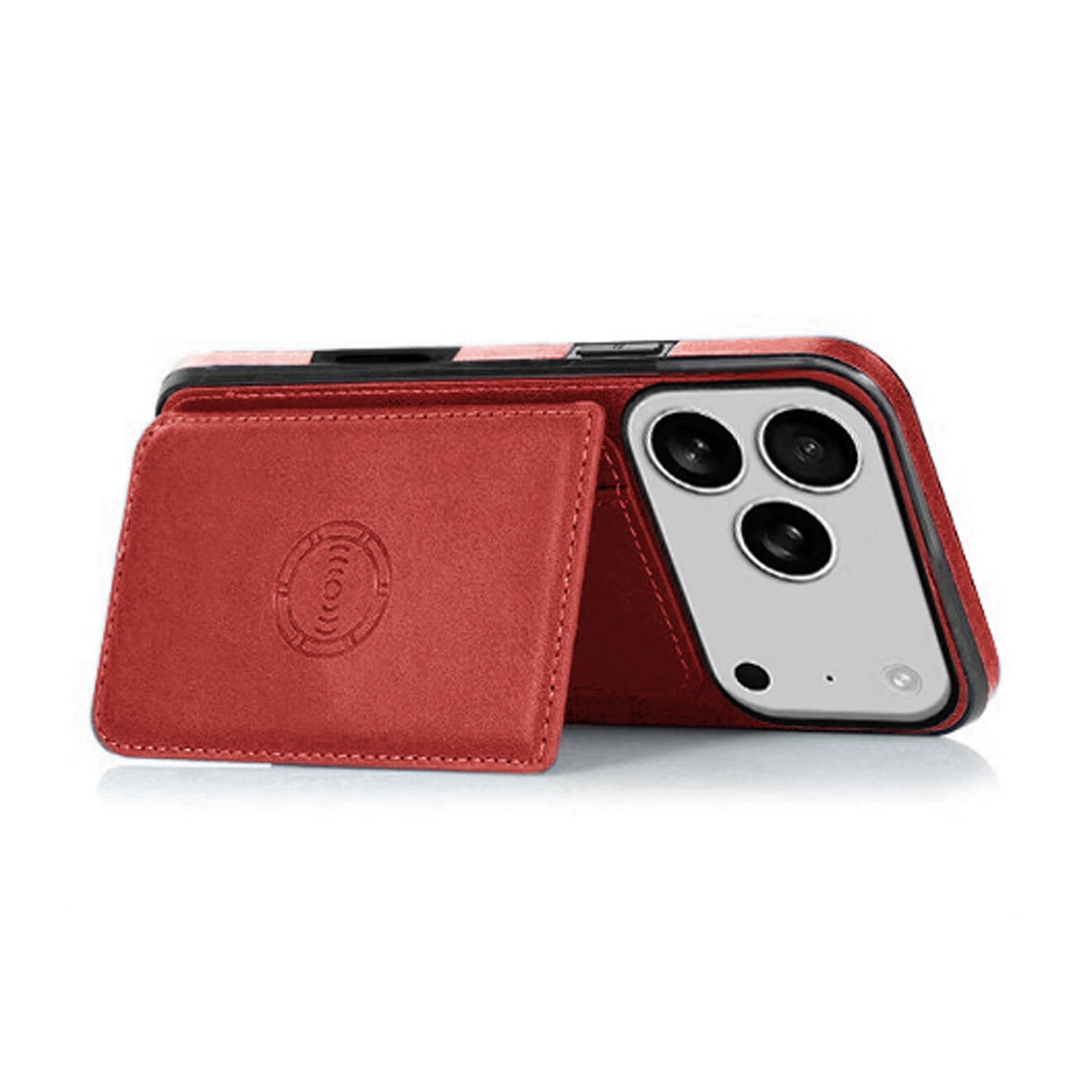 Leather Card Storage Phone Case for iPhone 17 Pro Max - Red