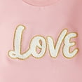 thumbnail image 4 of THDHVS Girls Outfits,Heart and Letter Embroidered Flutter Sleeve Top and Pants Set for Baby Girl Casual Wear 6-12 Months, 4 of 5
