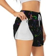 thumbnail image 2 of Bixox Women's Dinosaur pattern 2 in 1 Running Shorts - Lightweight Athletic Workout Gym Yoga Shorts Liner with Pockets - X-Large, 2 of 7