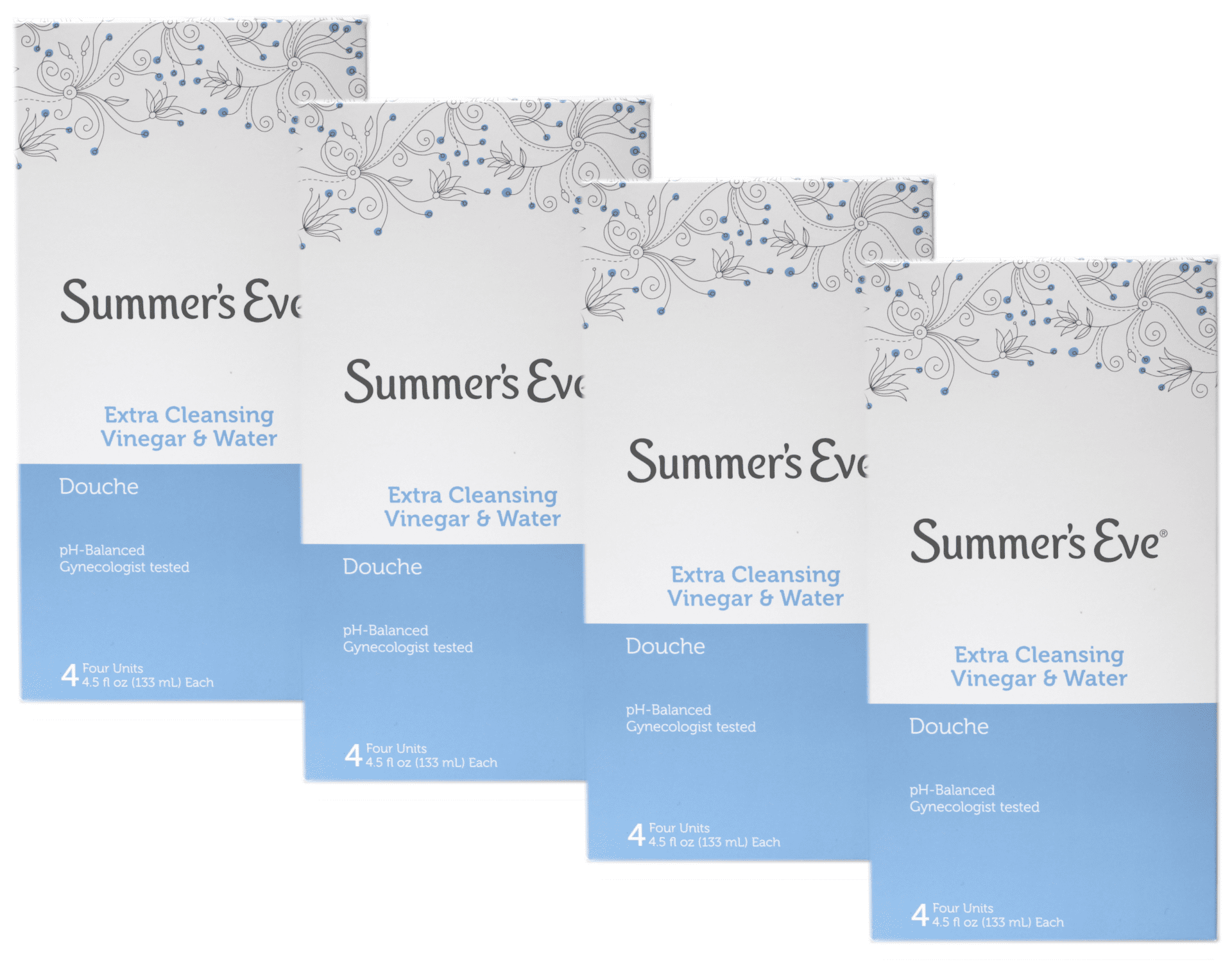 Summer's Eve Extra Cleansing Vinegar & Water Douche, 4 Count, 4.5 oz