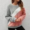 thumbnail image 5 of EchfiProm Womens Pink Sweatshirt Trendy Pullover Long Sleeve Crew Neck Colorblock Tops for Womem, 5 of 9