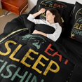 thumbnail image 4 of Homewish Teenagers Eat Sleep Fishing Bedding Comforter Set 7 Pieces,Retro Lake Life Full Bedding Set Lightweight,Vintage Aesthetic Fitted Sheet Flat Sheet,Luxury Bedroom Decor,Reversible, 4 of 8