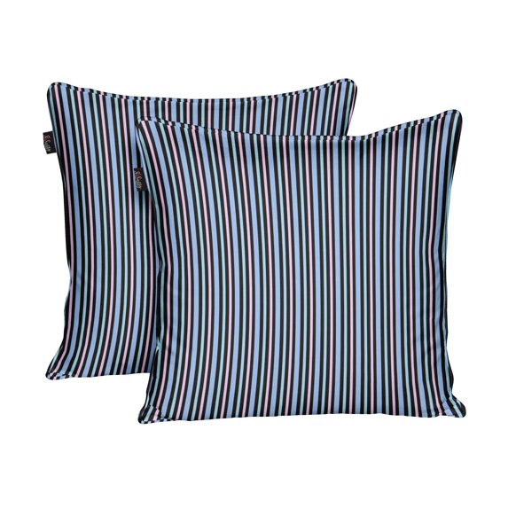 S4Sassy Black Cotton Flex Stripe Dori Sofa Cushion Case Home Decorative Square Pillow Cover Throw 2Pcs-18 x 18 Inches