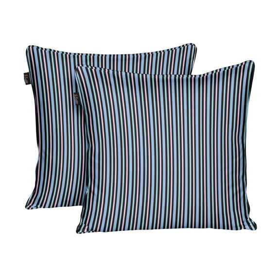 S4Sassy Black Cotton Flex Stripe Dori Sofa Cushion Case Home Decorative Square Pillow Cover Throw 2Pcs-18 x 18 Inches