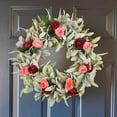 thumbnail image 2 of 20Inch Spring Summer Front Door Wreath with Green EucalyptusLeaves Flower Elegant ArtificialWreath Welcome Sign Easter Valentines Mother's Day Wreath for Home Window Porch Porch Indoor Outside Decor, 2 of 8