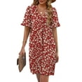thumbnail image 5 of TEMOFON Summer Dresses for Women Casual Short Sleeve T Shirts Dresses V Neck Flowy Floral Dress with Pockets Flare Midi Sundress, 5 of 8