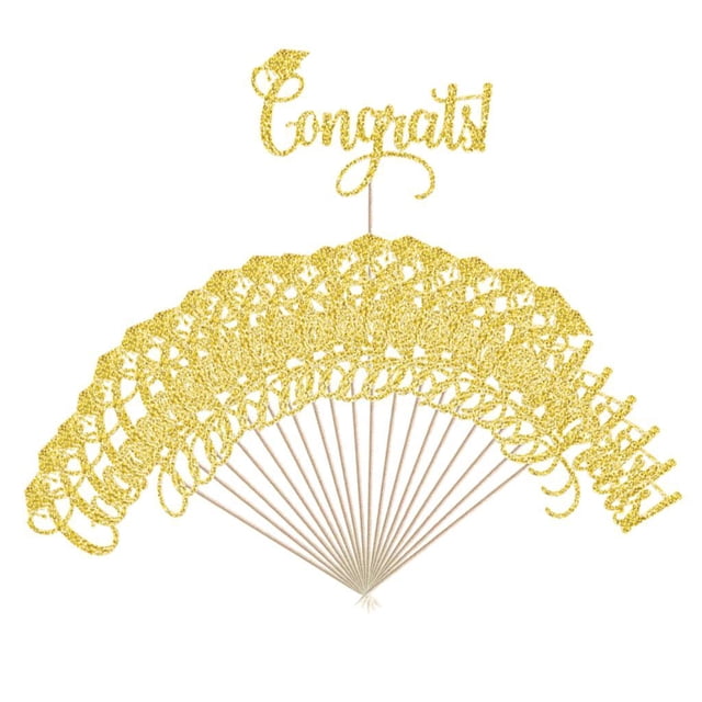 20x Doctor Hat Felicitaciones Inserciones para tartas Dorado Decoración creativa perfecta para tartas, maravillosos suministros para Yotijar Inserción de la torta de Doctor Hat Congrat