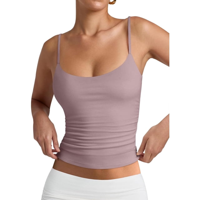 PINKMSTYLE Débardeurs Basiques pour Femmes à Encolure Dégagée Doublée Débardeurs Ajustables d'Été Sans Manches