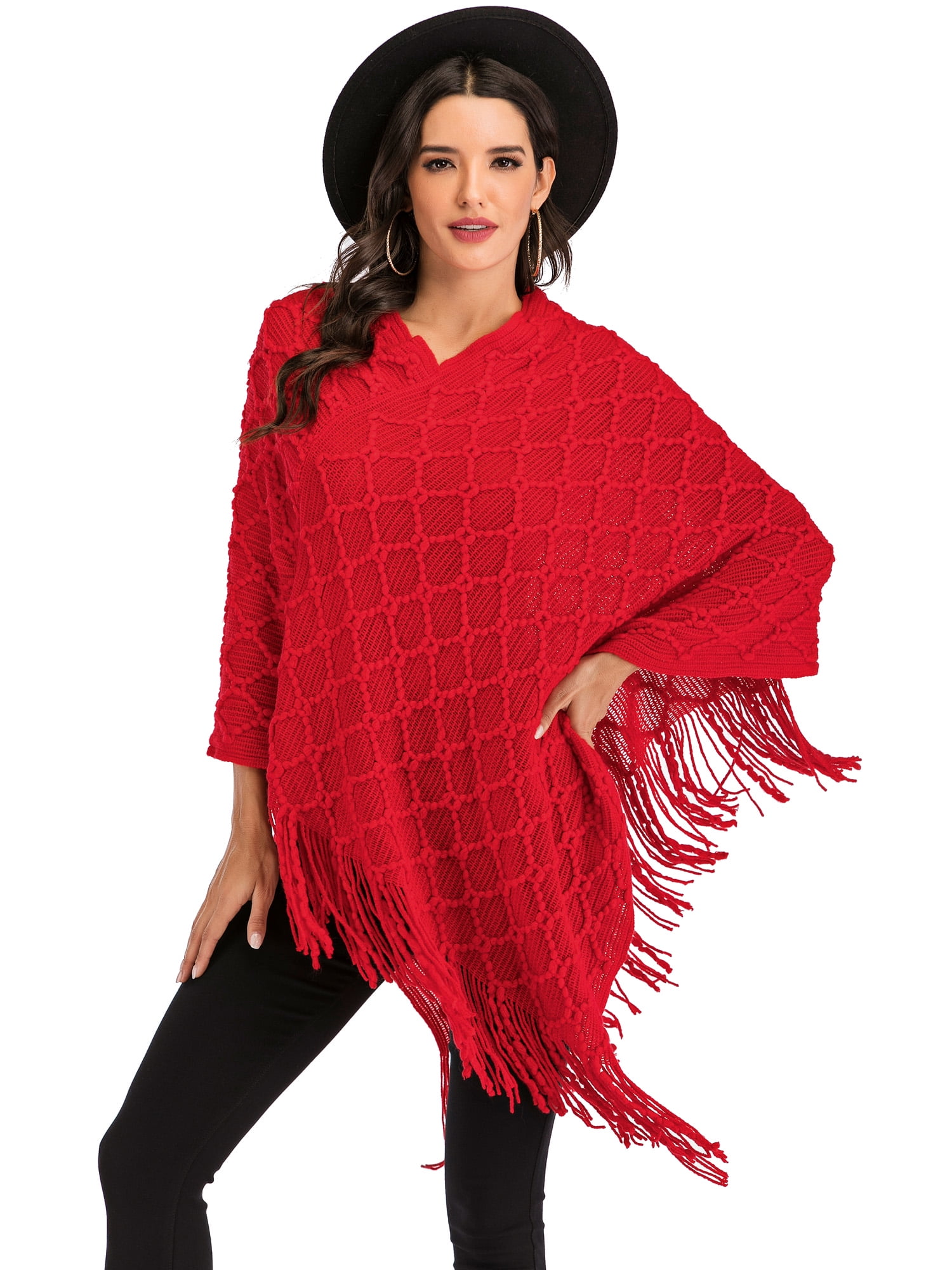 poncho sweater with long sleeves