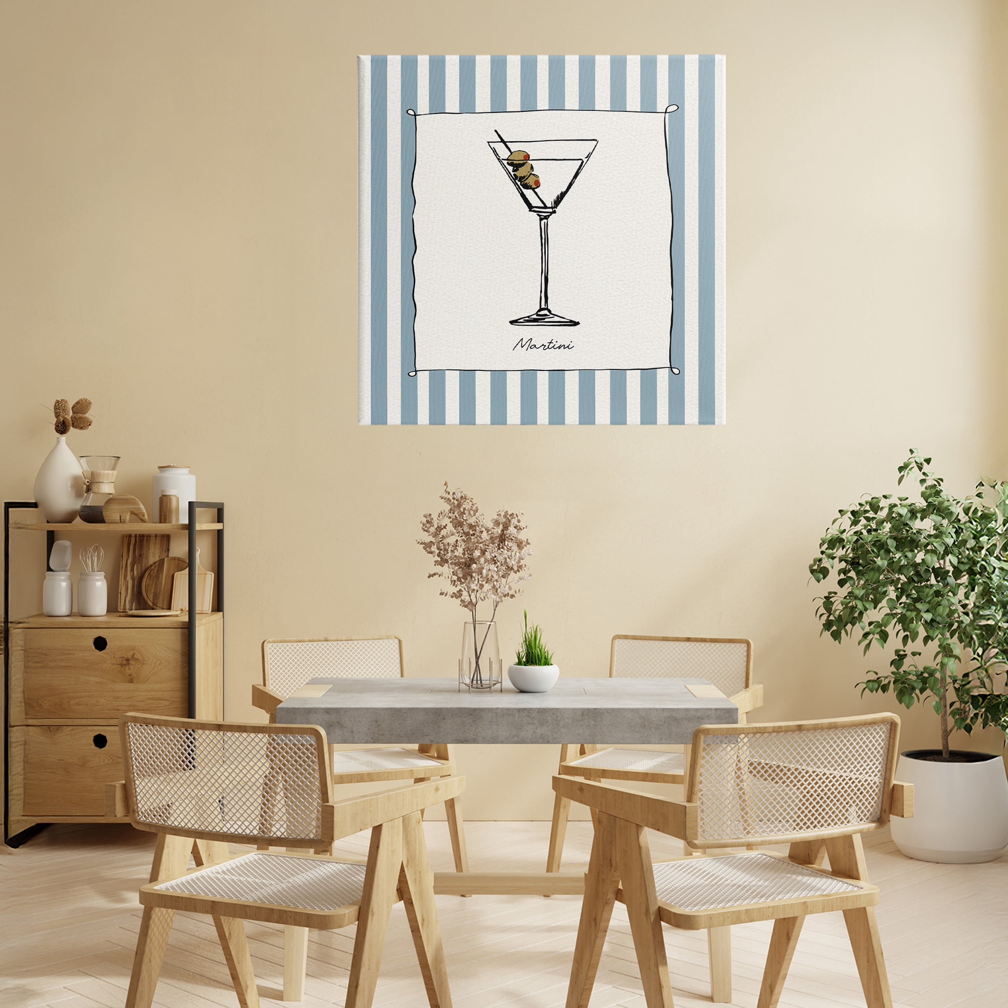 Stupell Industries Martini Summer Stripes Canvas Wall Art, design by Susan Jill