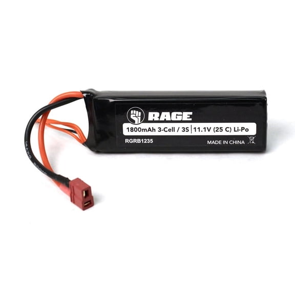 Rage RC B1235 11.1V 3S 1800mAh Lipo Battery w/ T-Plug: BMBL RGRB1235