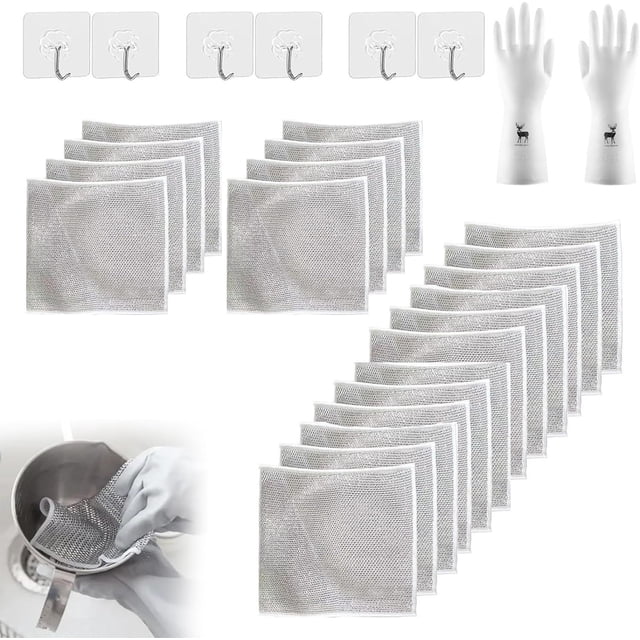 TopLLC Multipurpose Wire Dish Cloths Multifunctional Rag Dishwashing Set Household Dishwashing Cloth
