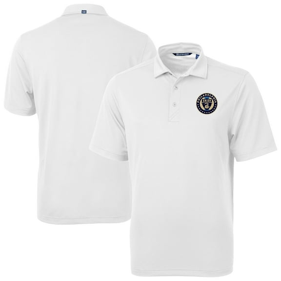 Men's-Cutter & Buck  White Philadelphia Union Big & Tall Virtue Eco Pique Recycled Polo