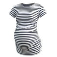 thumbnail image 4 of Women's Short Sleeve Maternity Shirt Side Ruched Pregnancy Tunic T-Shirt 3-Pack, 4 of 7