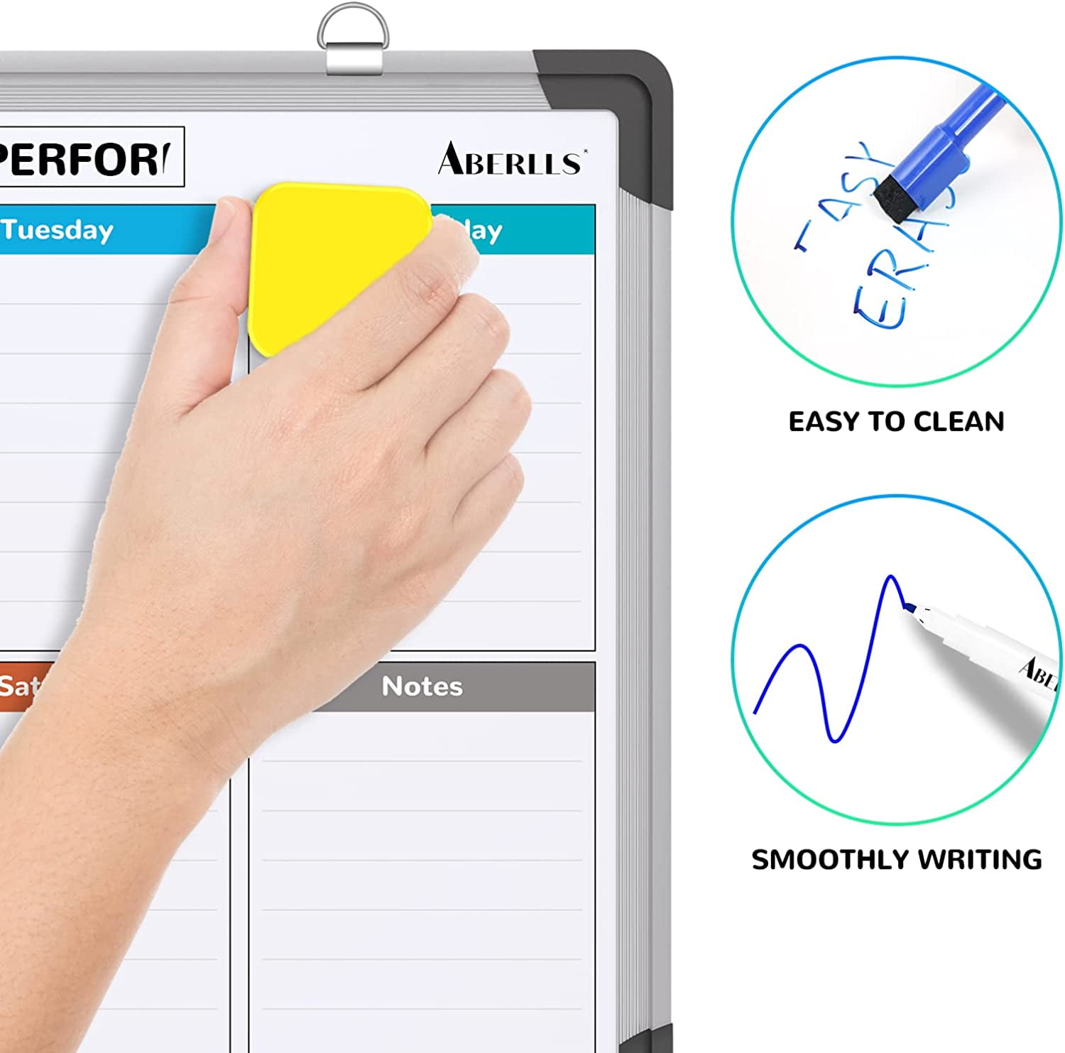 Small Weekly Calendar Dry Erase Whiteboard for Wall, 16" x 12" Magnetic Board, Hanging Double-Sided White Portable Board List, Kitchen, Planning, Memo, Home, Office
