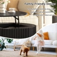thumbnail image 5 of Harper & Bright Designs Round Lift Top Coffee Table with Storage Drawer, Small Fluted End Table with Hidden Storage for Living Room, Black, 5 of 13