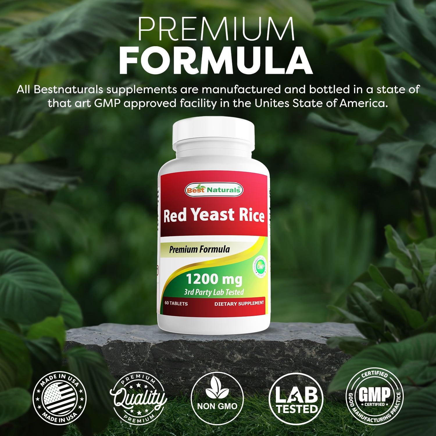 3 Pack Best Naturals Red Yeast Rice 1200 mg 60 Tablets