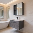 thumbnail image 4 of Set de gabinete para Baño Kronos Color Gris con Espejo, Lavabo de Cerámica y Grifería, 4 of 9