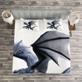 thumbnail image 3 of Ambesonne Dragon Quilted Bedspread Set 3 Pcs, Creature Wings, Queen Size, Charcoal Grey, 3 of 3