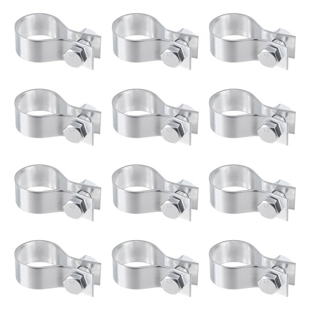 Uxcell 12-Pack Bandas de Refuerzo para Partes de Cercas de Cadena, Banda de Refuerzo de Acero Galvanizado de 13/16 Pulgadas con Tornillos y Tuercas para Cercas