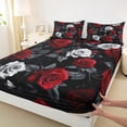 thumbnail image 3 of Homewish Chic Floral Rose 4-Piece Full Size Sheets For Girls Boys,Black Red White Bed Sheets,Romantic Flowers Lightweight Sheet Sets,Super Cozy Room Decor, 3 of 7