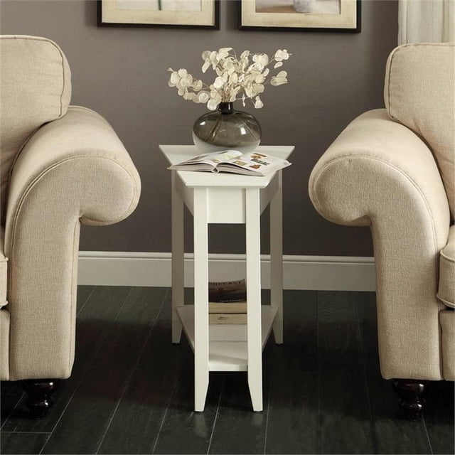 Convenience Concepts American Heritage Wedge End Table in White Wood Finish