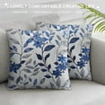thumbnail image 3 of Creowell  Leaf Branch Jacquard Throw Pillow Covers 18x18 Inch  Decorative Leaf Pillowcases Square Cushion Covers for Couch, Blue/Grey Leaf, 3 of 5