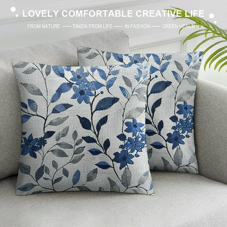 Brown Blue Pillow Covers 20x20 Inch Set Of 2 Modern Abstract Art Grey Colored Throw Pillows Farmhouse Decorative Pillowcase Cotton Square Cushion Case For Home Couch Bed, 22_1229006